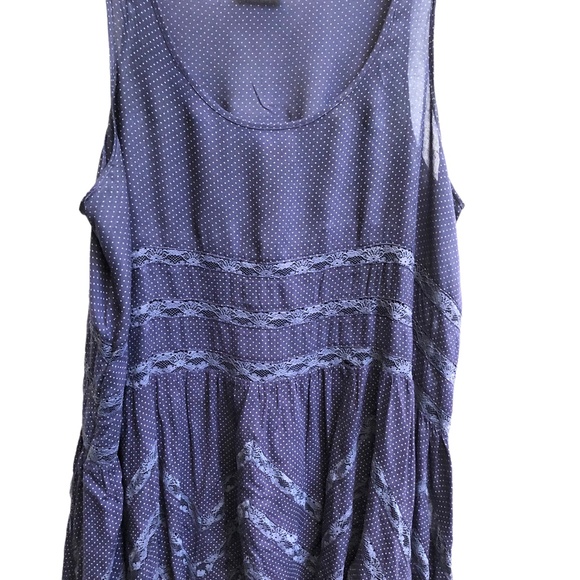 Free People Voile & Lace Trapeze Slip Dress Blue Dot S - Picture 3 of 7